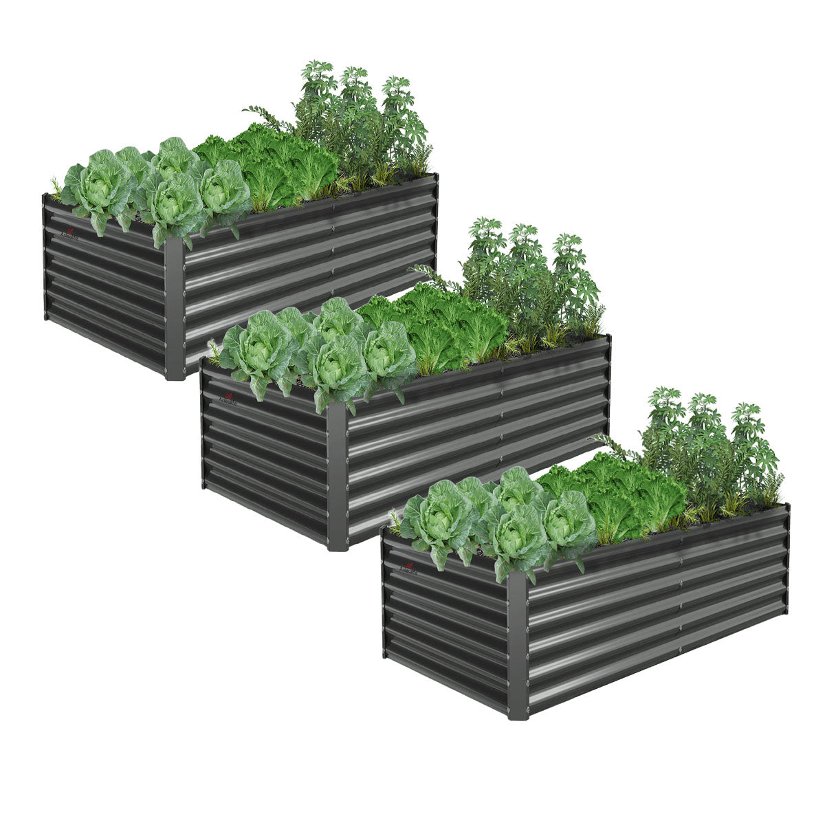 
6x3x1.5ft Rectangular Modular Metal Raised Garden Bed (Quartz Gray)