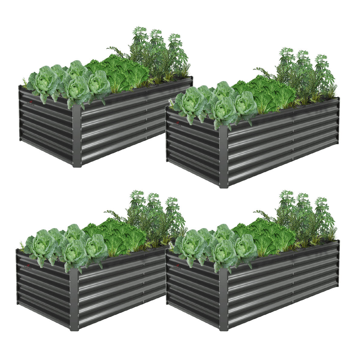 
6x3x1.5ft Rectangular Modular Metal Raised Garden Bed (Quartz Gray)
