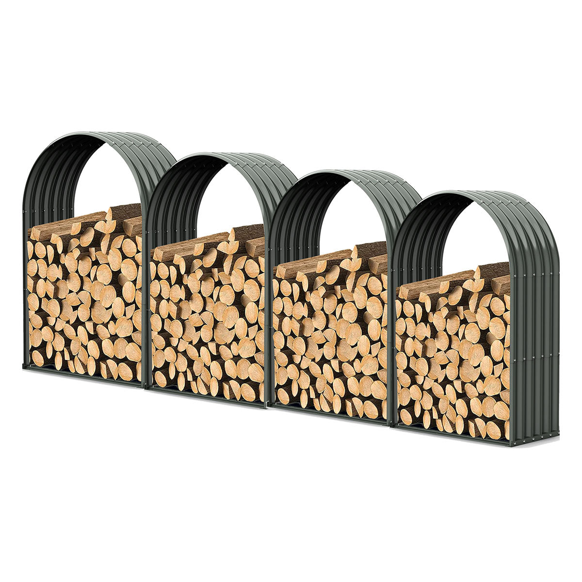 
Set of 4, 20 Cubic Ft Each Firewood Storage Shed, Galvanized Steel Metal Log Rack, 36"W x 18"D x 54"H