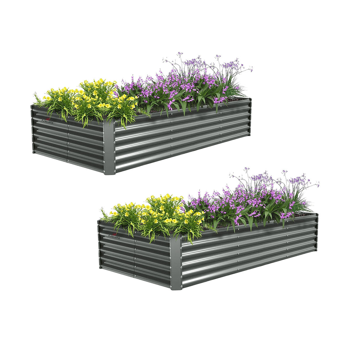 
8x4x1.5ft Rectangular Modular Metal Raised Garden Bed Set (Quartz Gray)