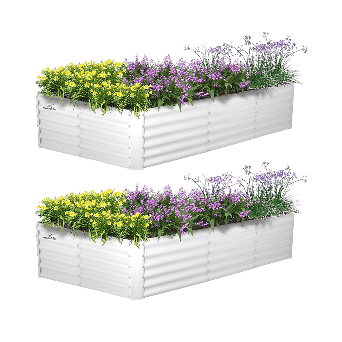 
8x4x1.5ft Rectangular Modular Metal Raised Garden Bed (Antique White)