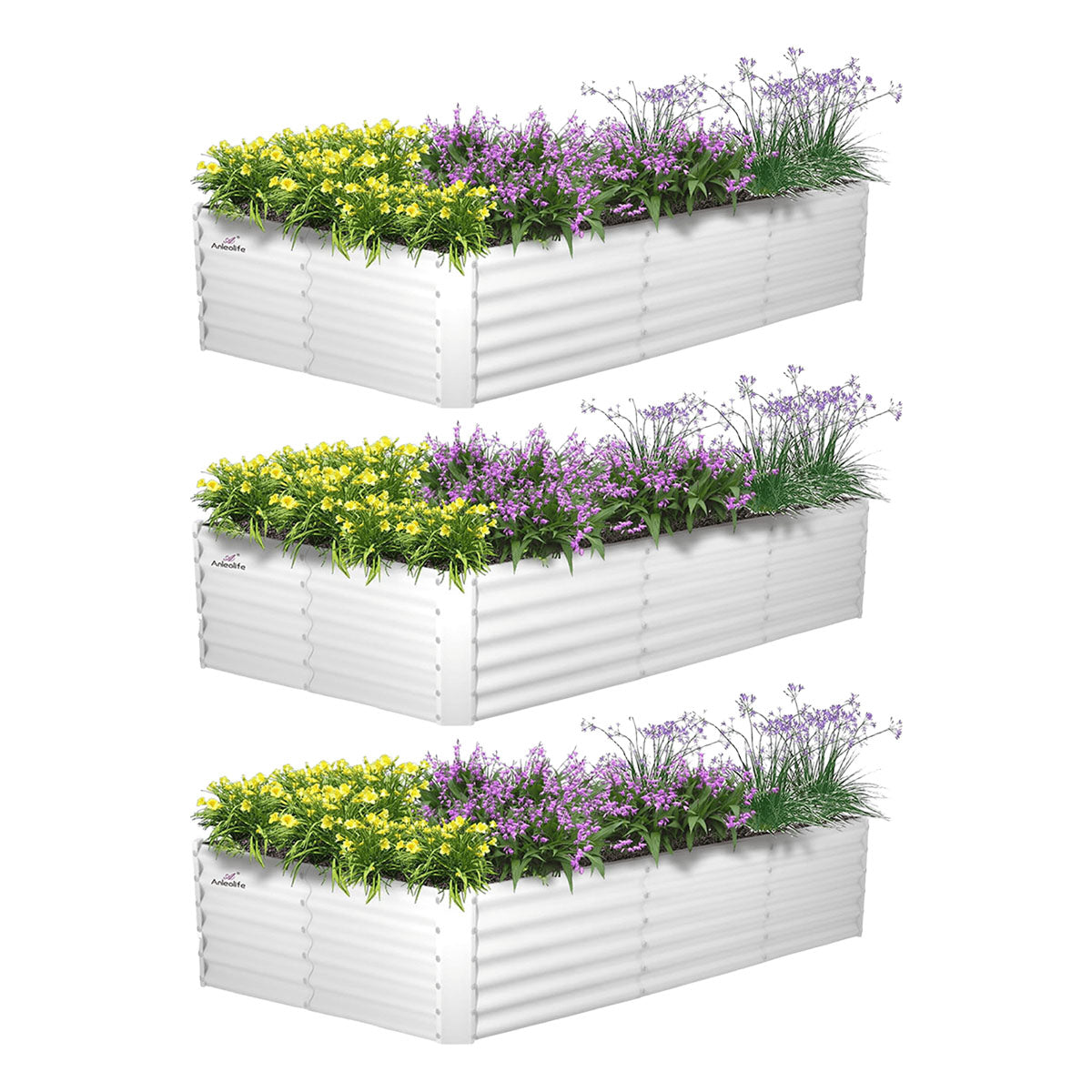 
8x4x1.5ft Rectangular Modular Metal Raised Garden Bed (Antique White)