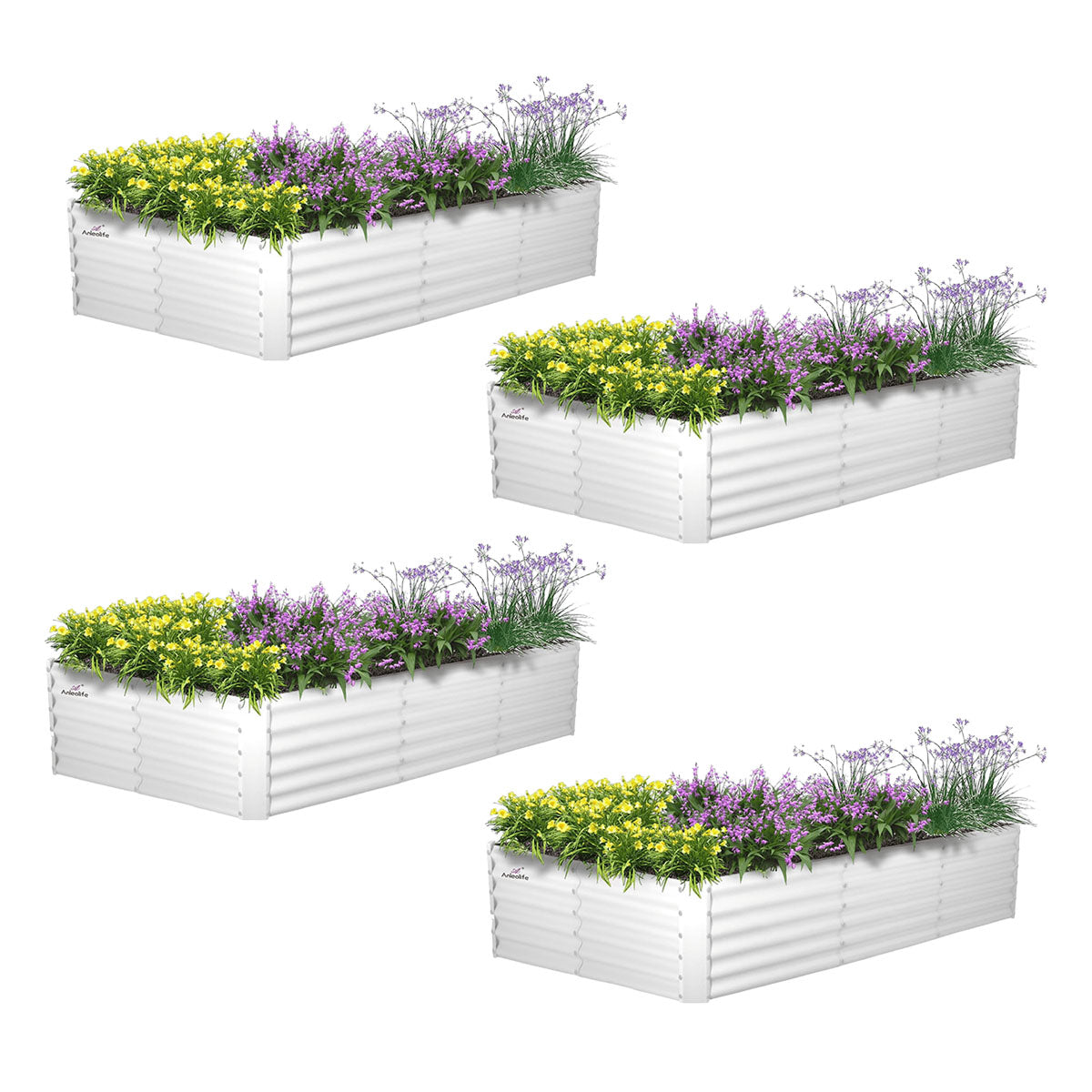 
8x4x1.5ft Rectangular Modular Metal Raised Garden Bed (Antique White)