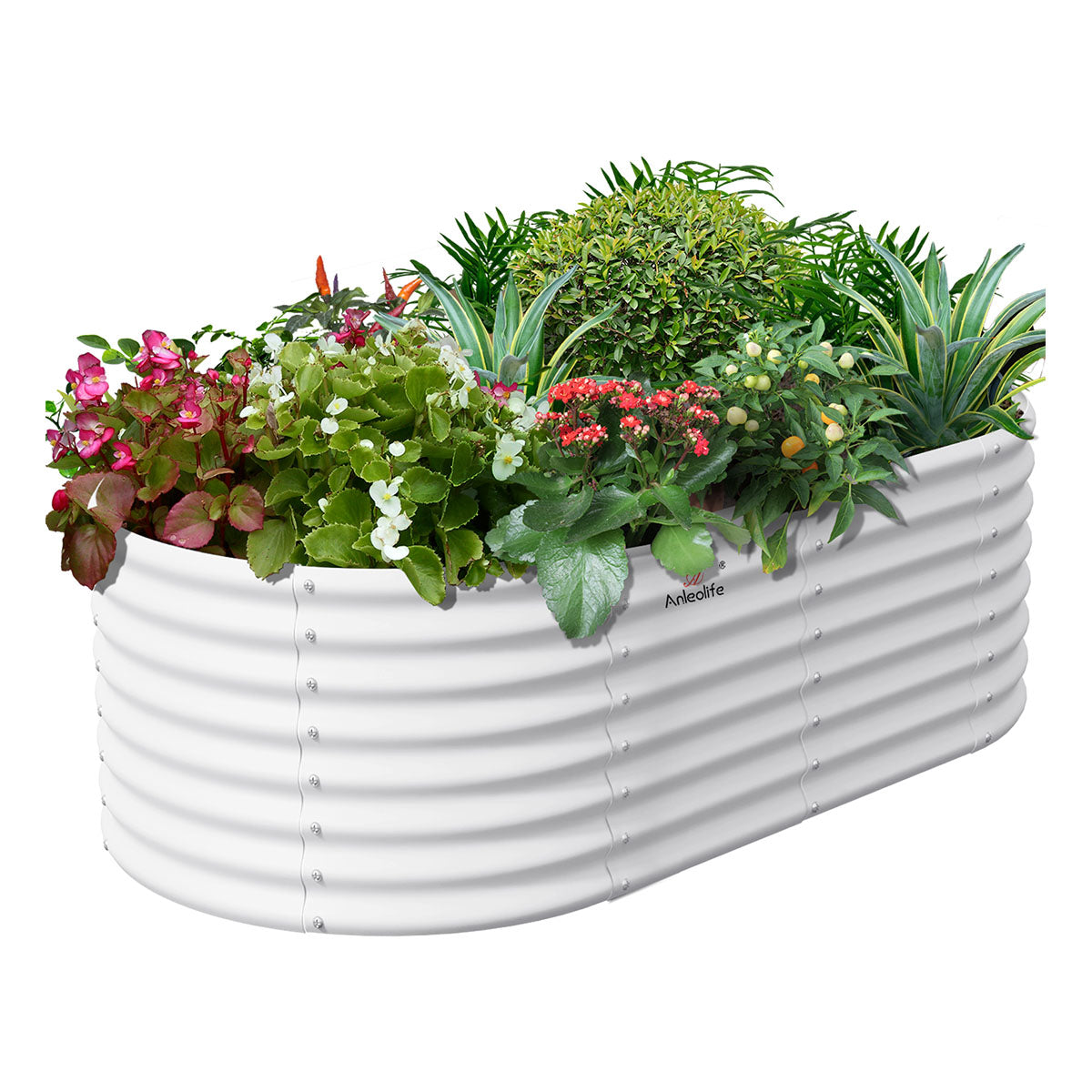 Anleolife 6x3x2ft Oval Raised Garden Bed | Modular Metal Planter