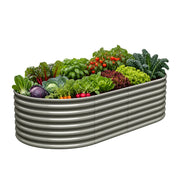 8x4x2ft  Oval Modular Sturdy Metal Raised Garden Bed Set (Quartz Gray)