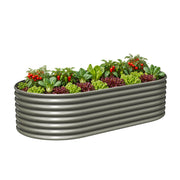 8x4x2ft  Oval Modular Sturdy Metal Raised Garden Bed Set (Quartz Gray)