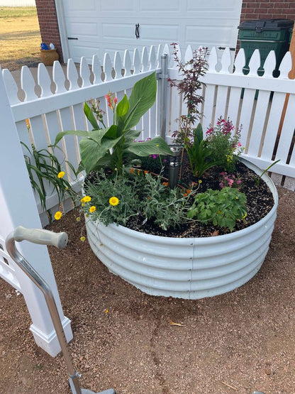 Set of 2: 48"x48"x18" Round Metal Raised Garden Beds (White)