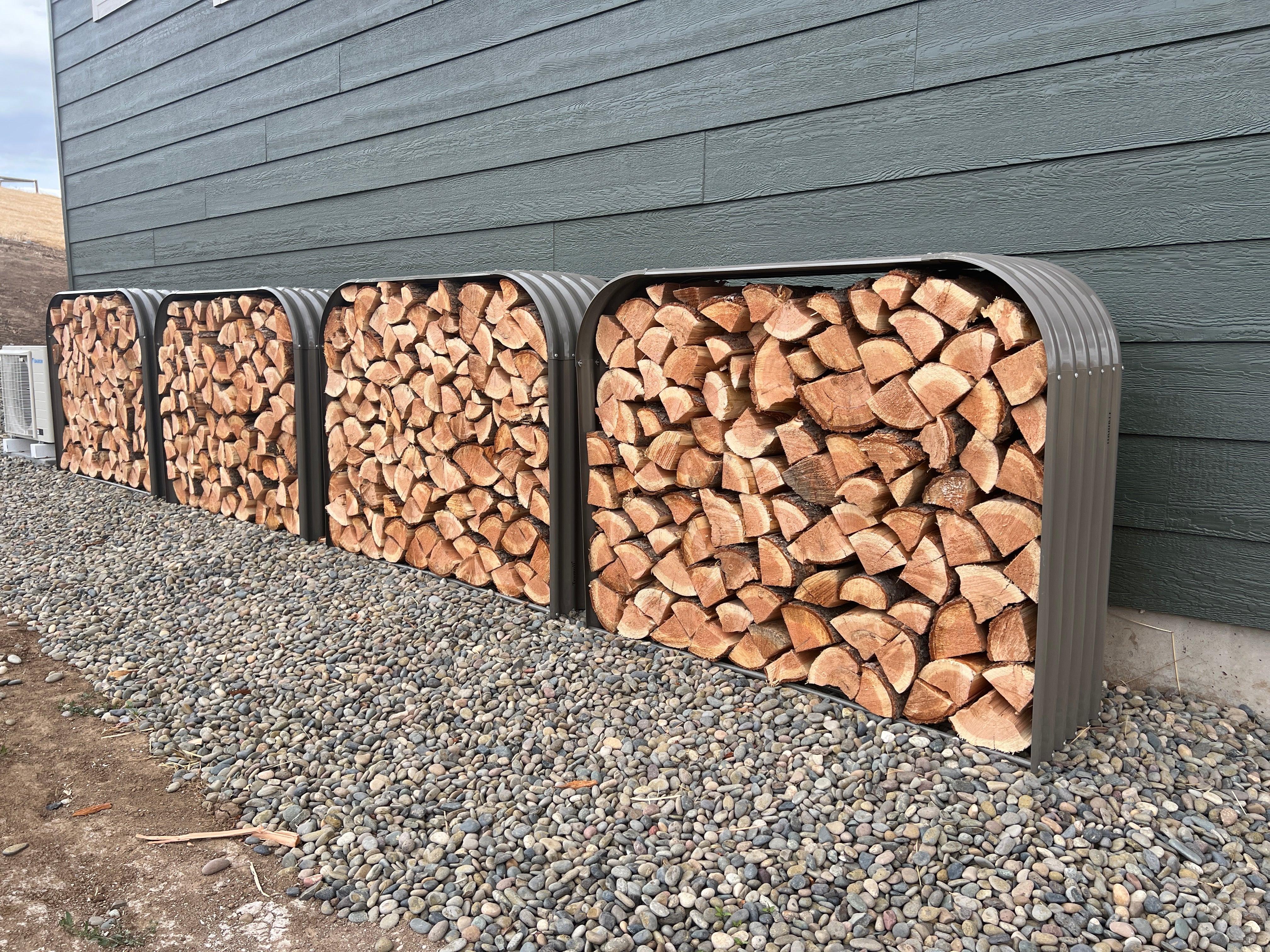 Set of 2, 29 Cubic Ft Each Firewood Storage Shed, Heavy-Duty Galvanized Steel Outdoor Log Rack, 59"W x 18"D x 48"H