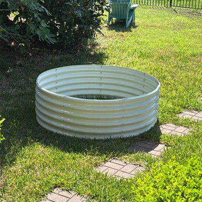 Set of 5: 12x3x1.5ft Oval and 4x1.5ft Round Modular Metal Raised Garden Beds