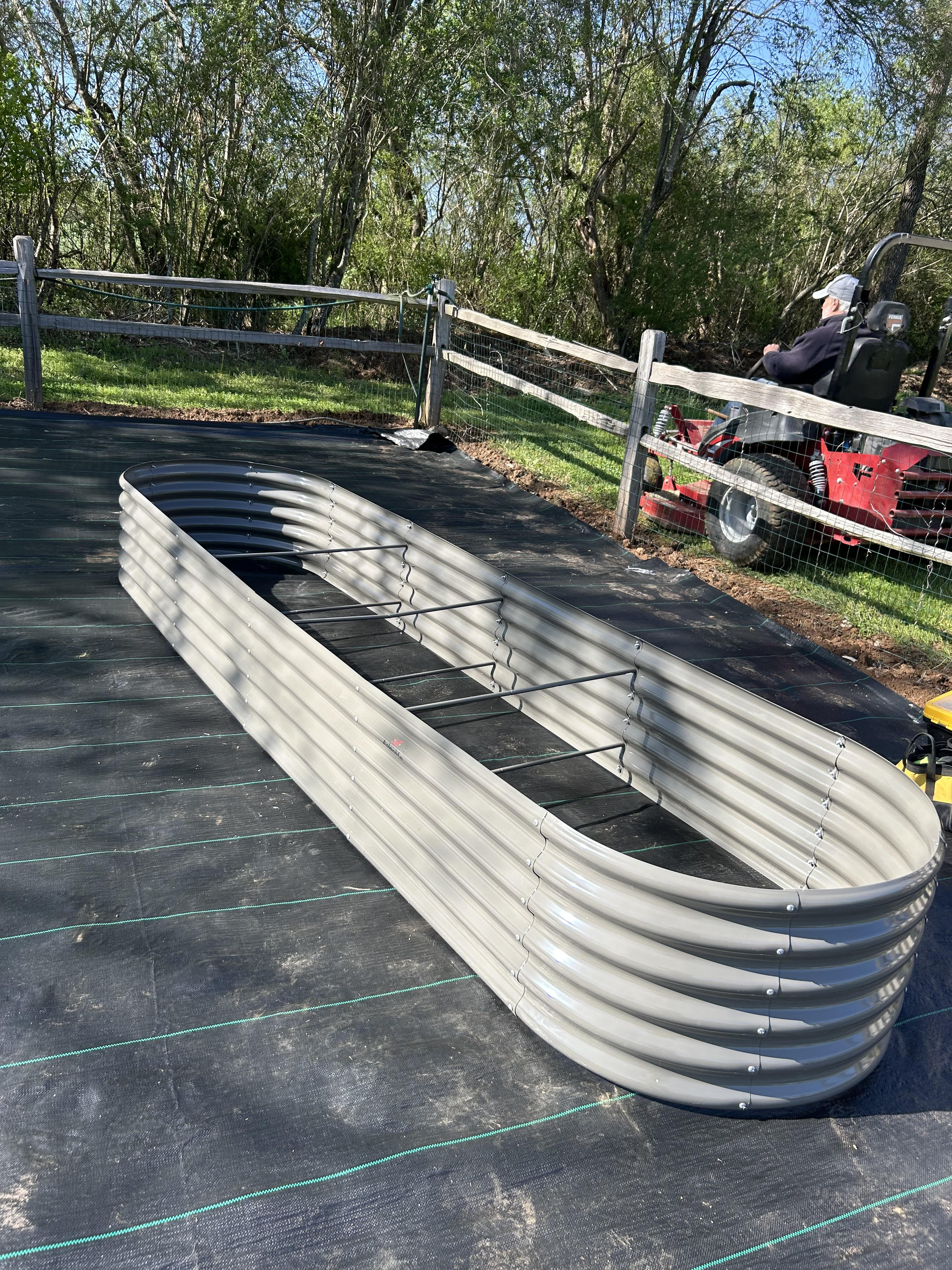 12x3x1.5ft Oval Modular Metal Raised Garden Bed Set (White/Grey)