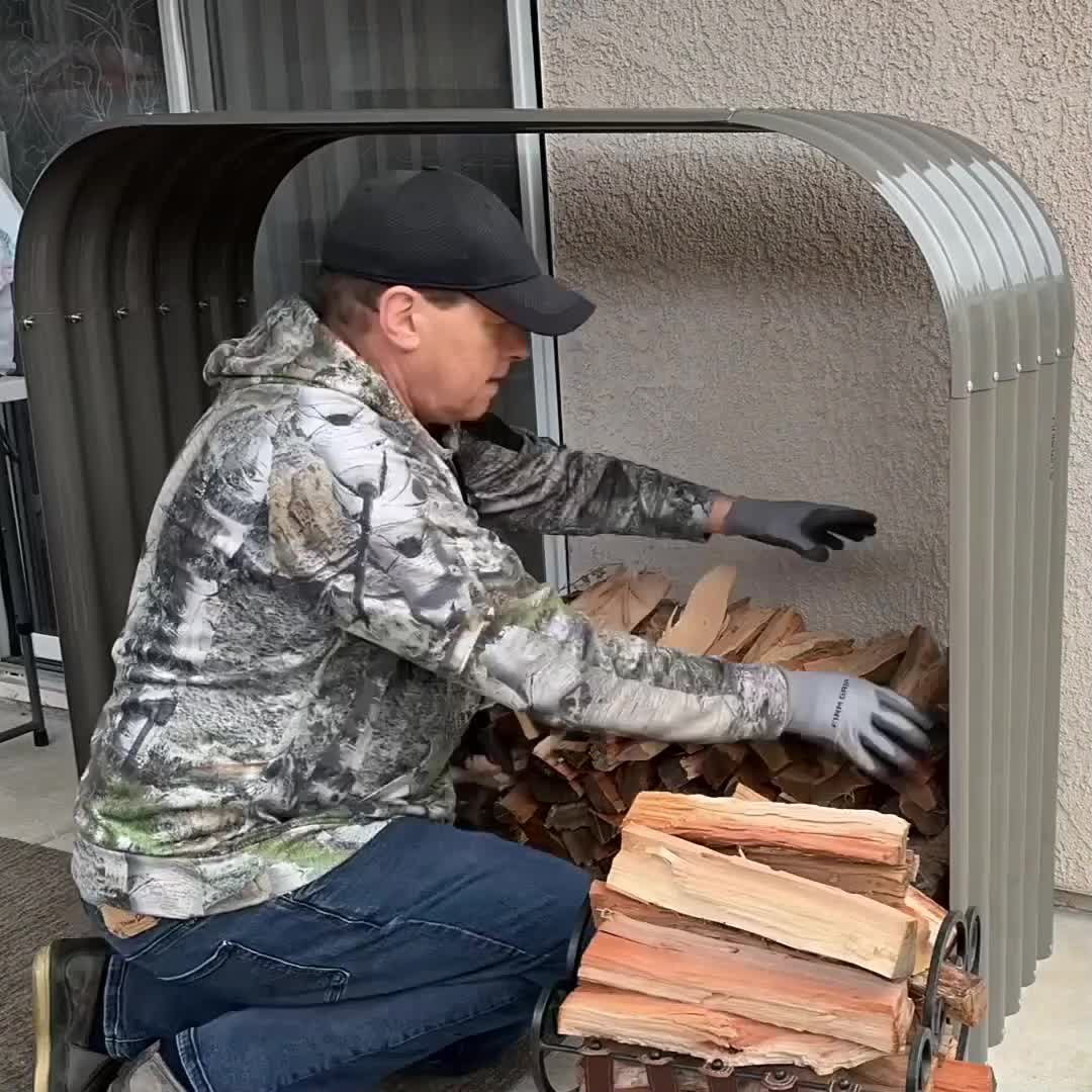 Galvanized steel firewood rack