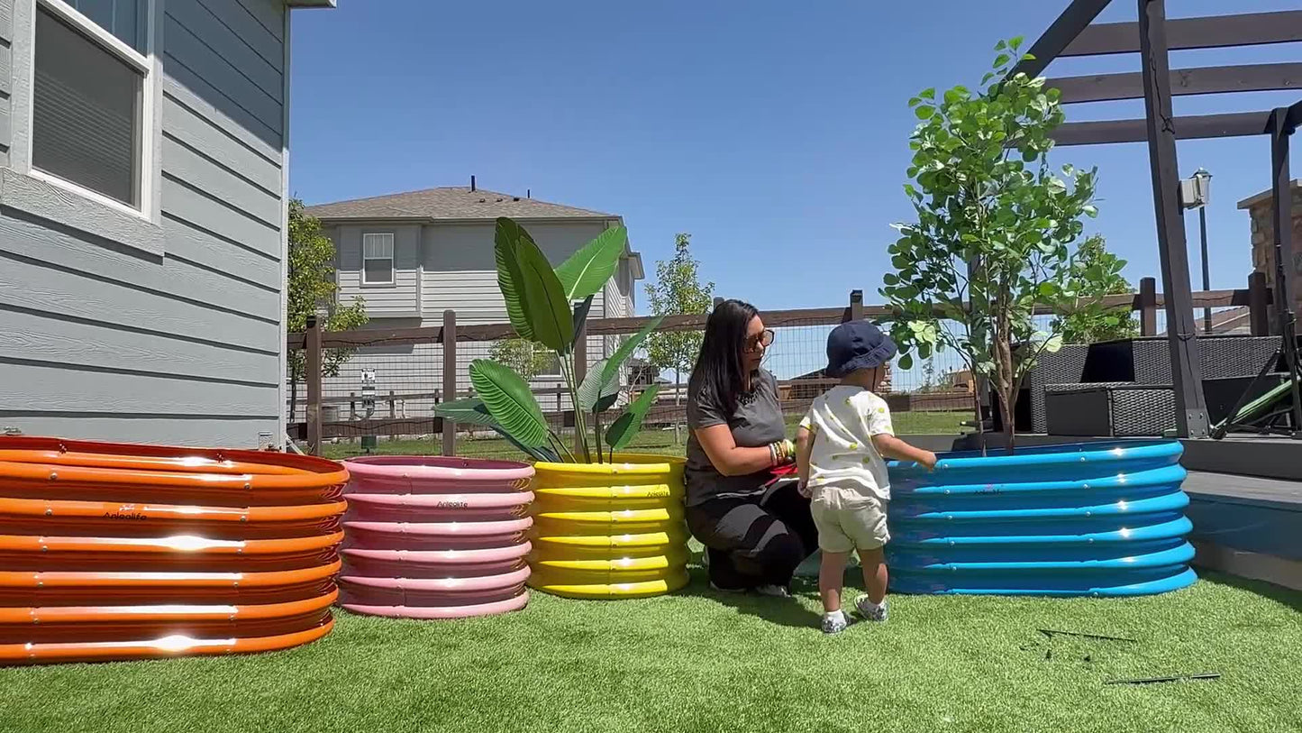 Garden Play – 24''x18'' Round Raised Garden Beds for Kids (4 packs)