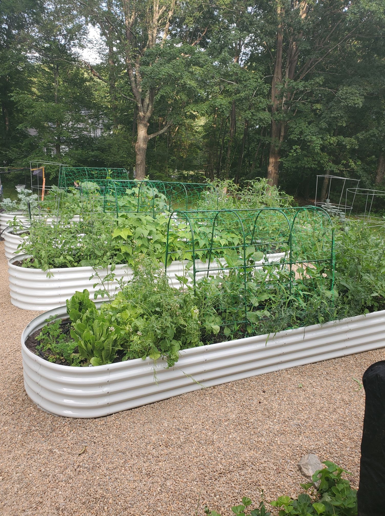 Set of 5: 12x3x1.5ft & 6x2x1.5ft  Oval Metal Raised Garden Bed (Quartz Gray/Classic White)