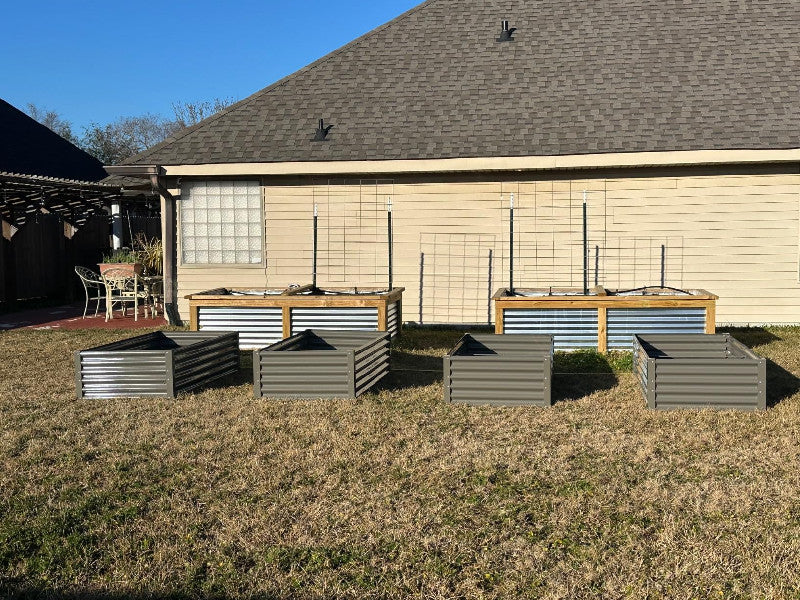 18" Tall Modular Raised Garden Bed Set, 12-Piece Layout for Customizable Gardening (Quartz Gray/Classic White)