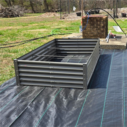 8x4x1.5ft Rectangular Modular Metal Raised Garden Bed Set (Grey)