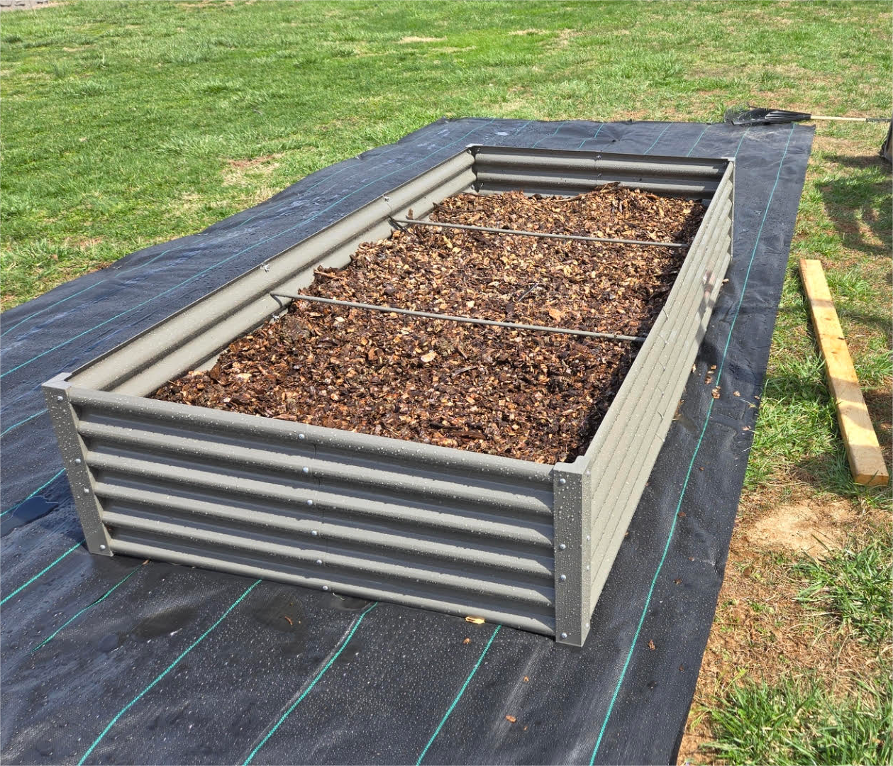 8x4x1.5ft Rectangular Modular Metal Raised Garden Bed Set (Grey)