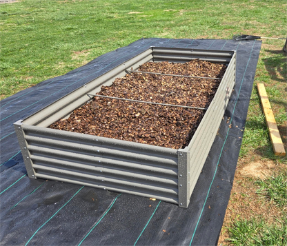 8x4x1.5ft Rectangular Modular Metal Raised Garden Bed Set (Grey)