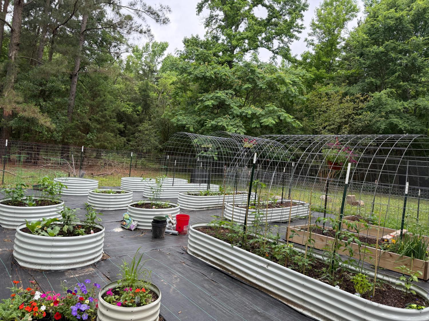 Set of 5: 12x3x1.5ft Oval and 4x1.5ft Round Modular Metal Raised Garden Beds