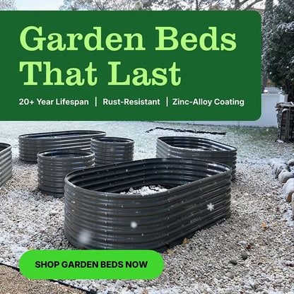 8x4x2ft  Oval Modular Sturdy Metal Raised Garden Bed Set (Gray)