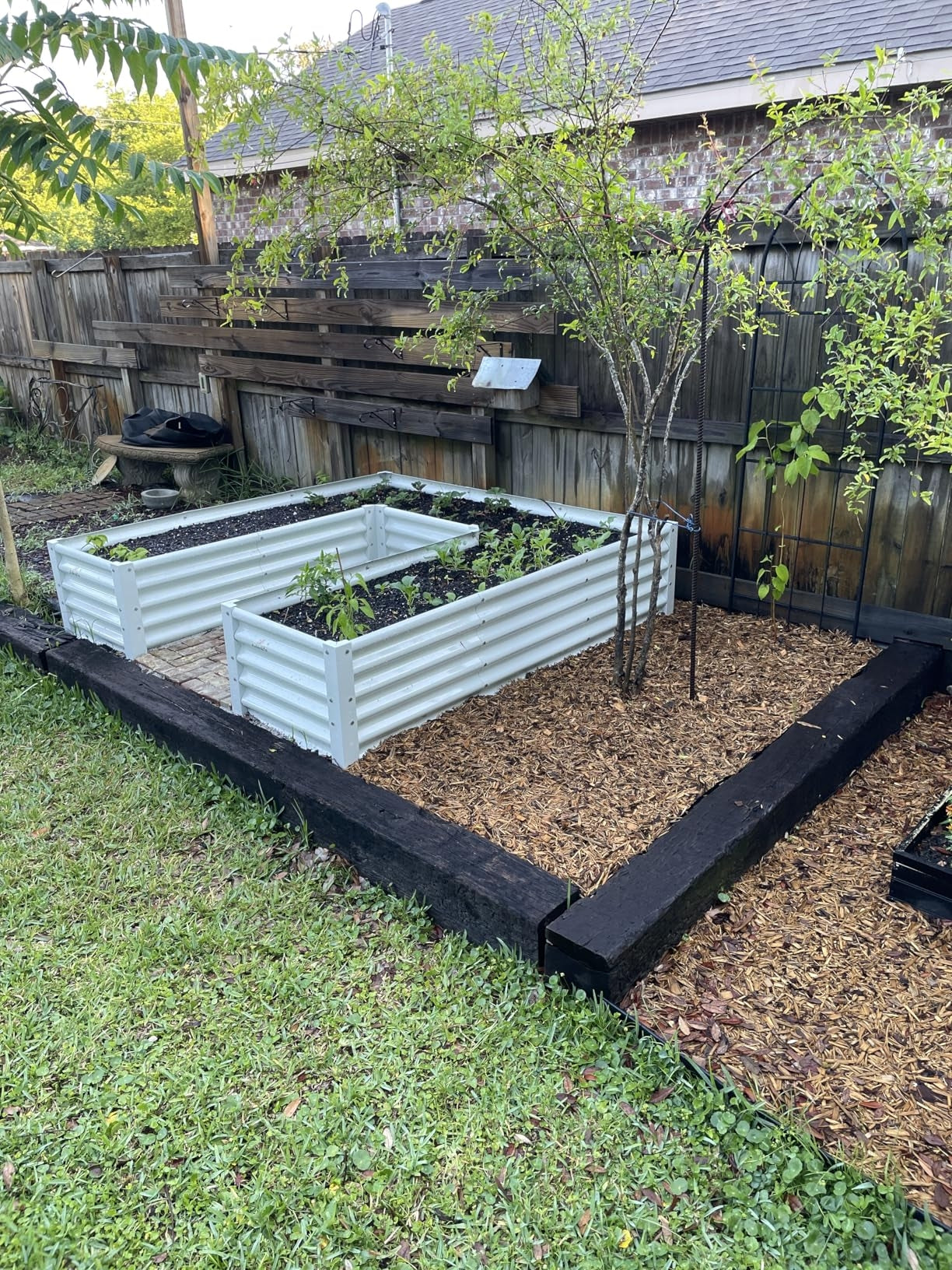 Anleolife 74''x74''x18'' U-shaped Galvanized Steel Raised Garden