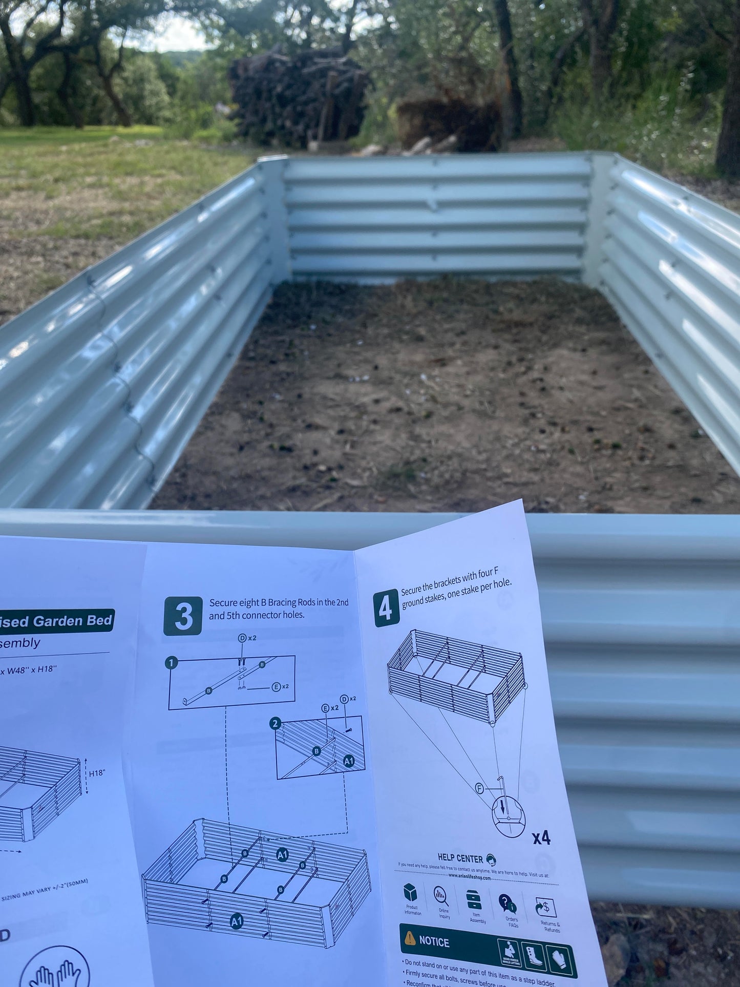 Set of 8: 74''x74''x18'' &  96'' x48'' x18'' Geometric Metal Raised Garden Bed Layout - White