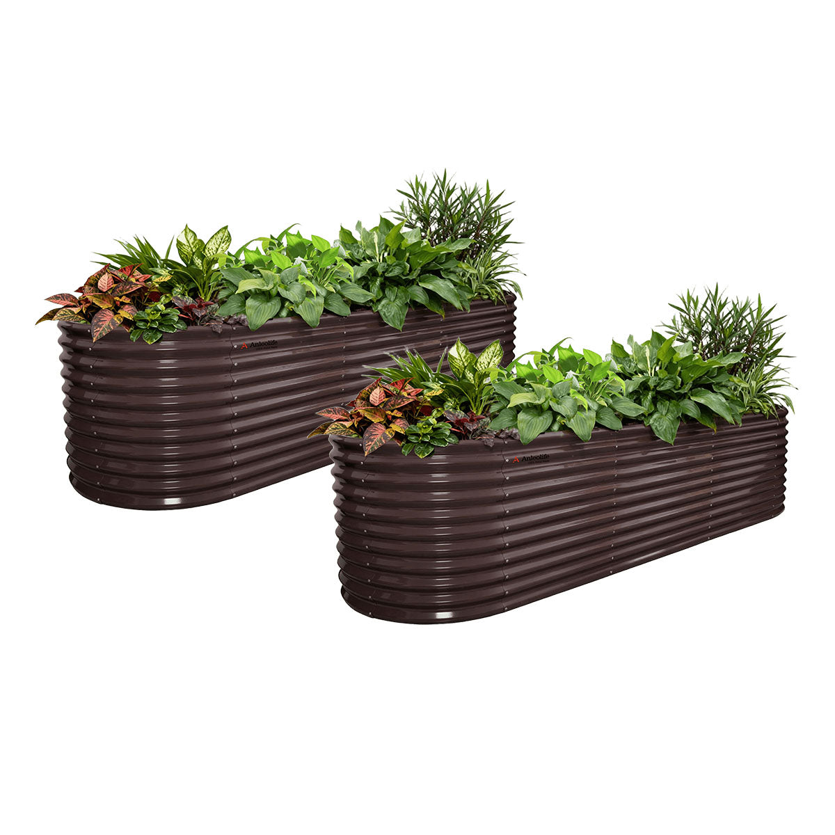 
30'' Tall _10x3ft  Oval Modular Sturdy Metal Raised Garden Bed Set (Chestnut Brown)