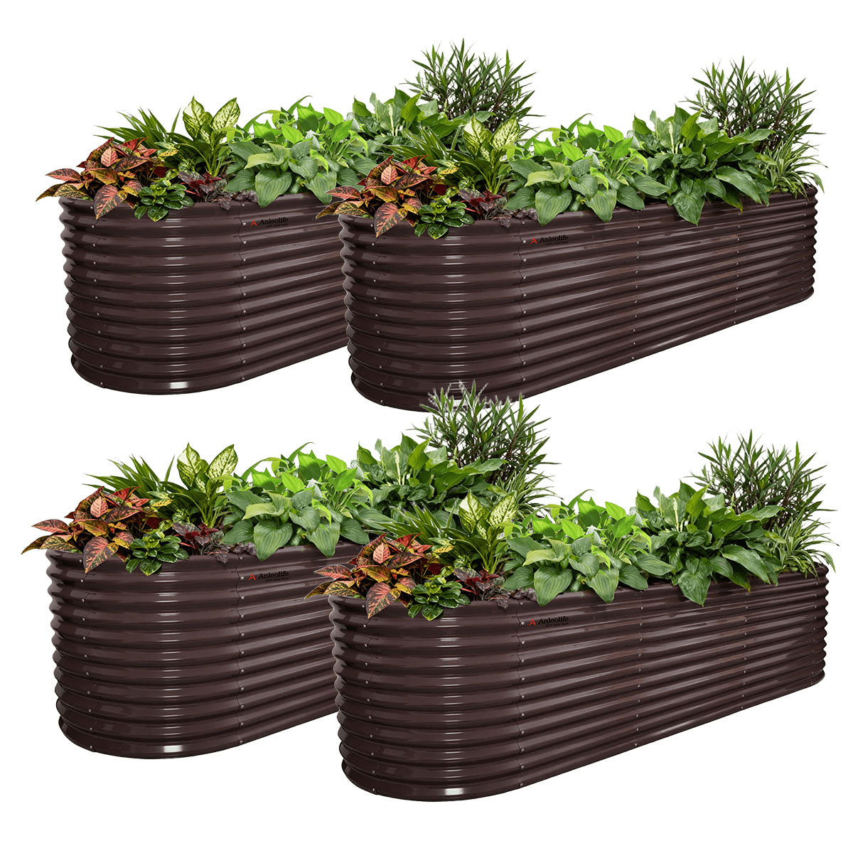 
30'' Tall _10x3ft  Oval Modular Sturdy Metal Raised Garden Bed Set (Chestnut Brown)