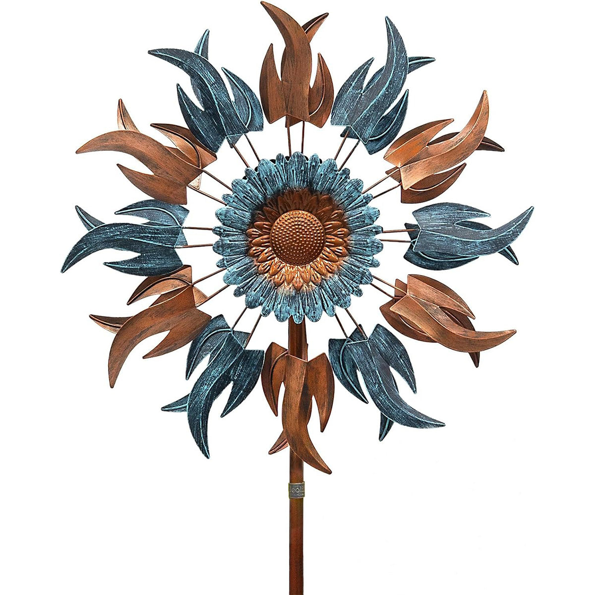 84" / 60" Adjustable Height Outdoor Kinetic Wind Spinner – Large Metal Garden Wind Sculpture (WS03)