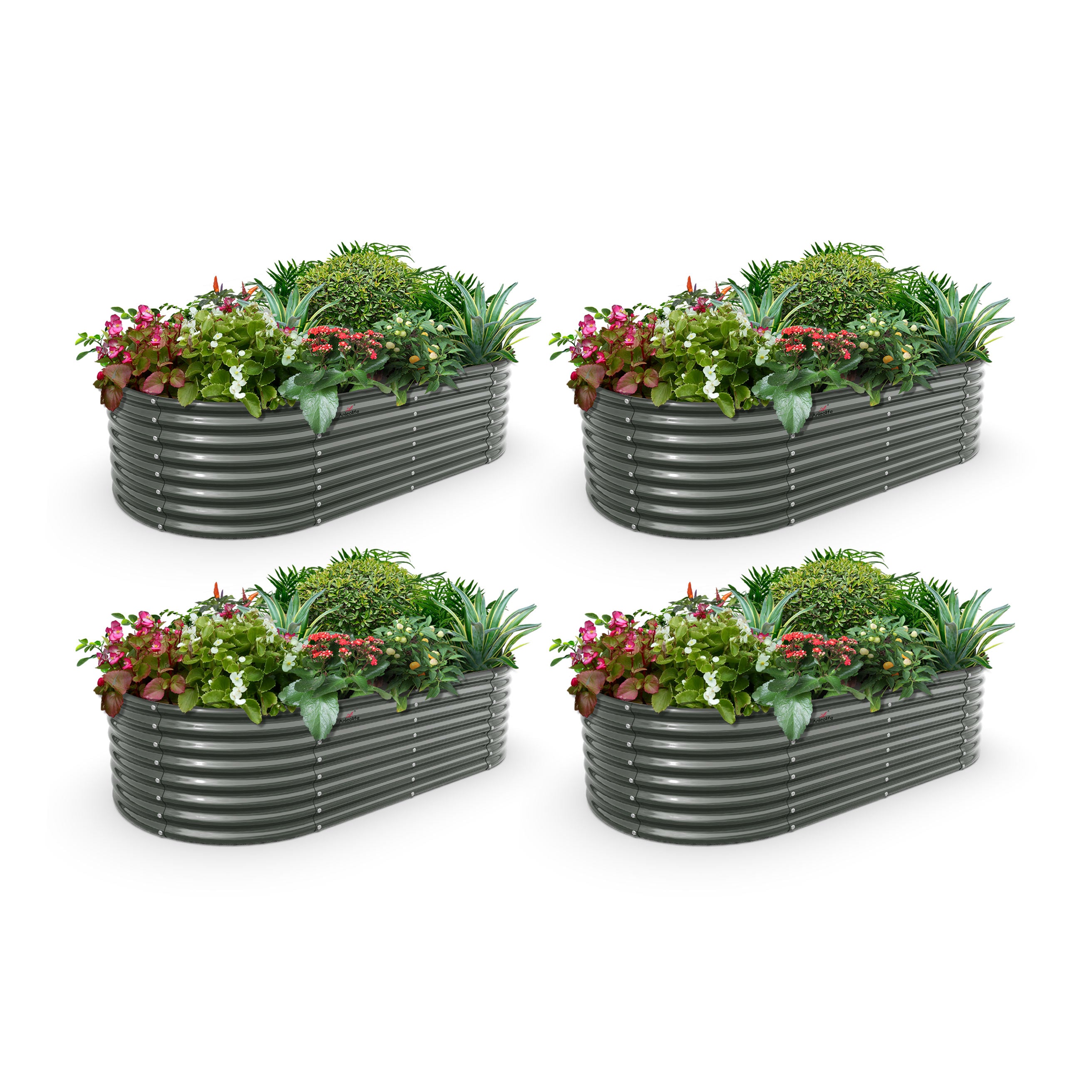 6x3x2ft Sturdy Oval  Metal Raised Garden Bed Set (Quartz Gray)
