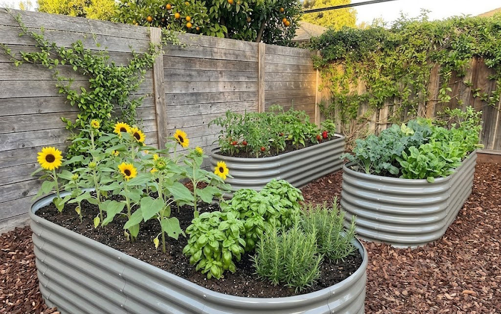 ANLEOLIFE L-Shaped Galvanized Raised Garden Beds Outdoor,74x74x18