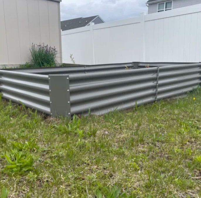 Set of 6: 6x3x1.5ft Rectangular Modular Metal Raised Garden Bed (Quartz Gray/Classic White)