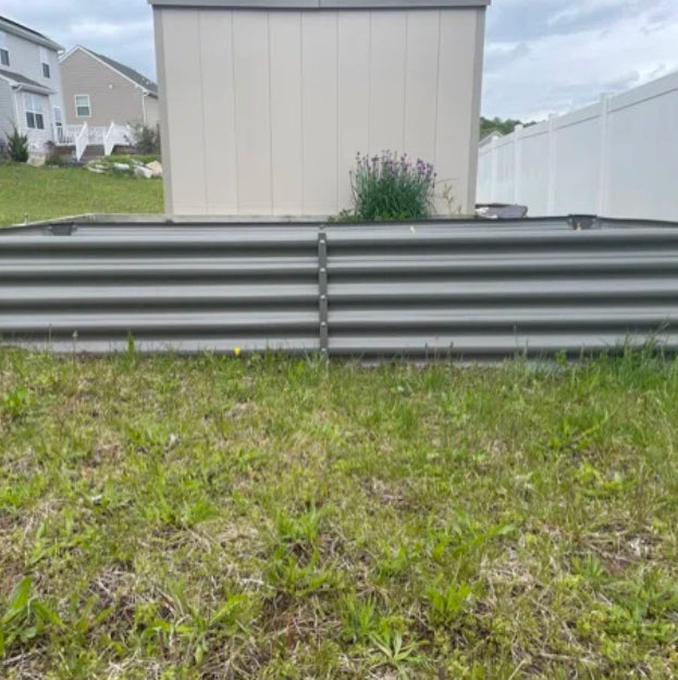 Set of 6: 6x3x1.5ft Rectangular Modular Metal Raised Garden Bed (Quartz Gray/Classic White)