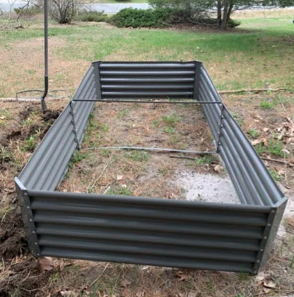 18" Tall Modular Raised Garden Bed Set, 16-Piece Grey Layout for Customizable Gardening