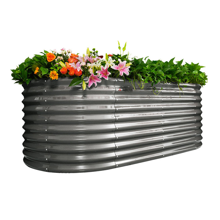 30'' Tall _8x4x2.5ft  Oval Modular Sturdy Metal Raised Garden Bed Set (Quartz Gray)