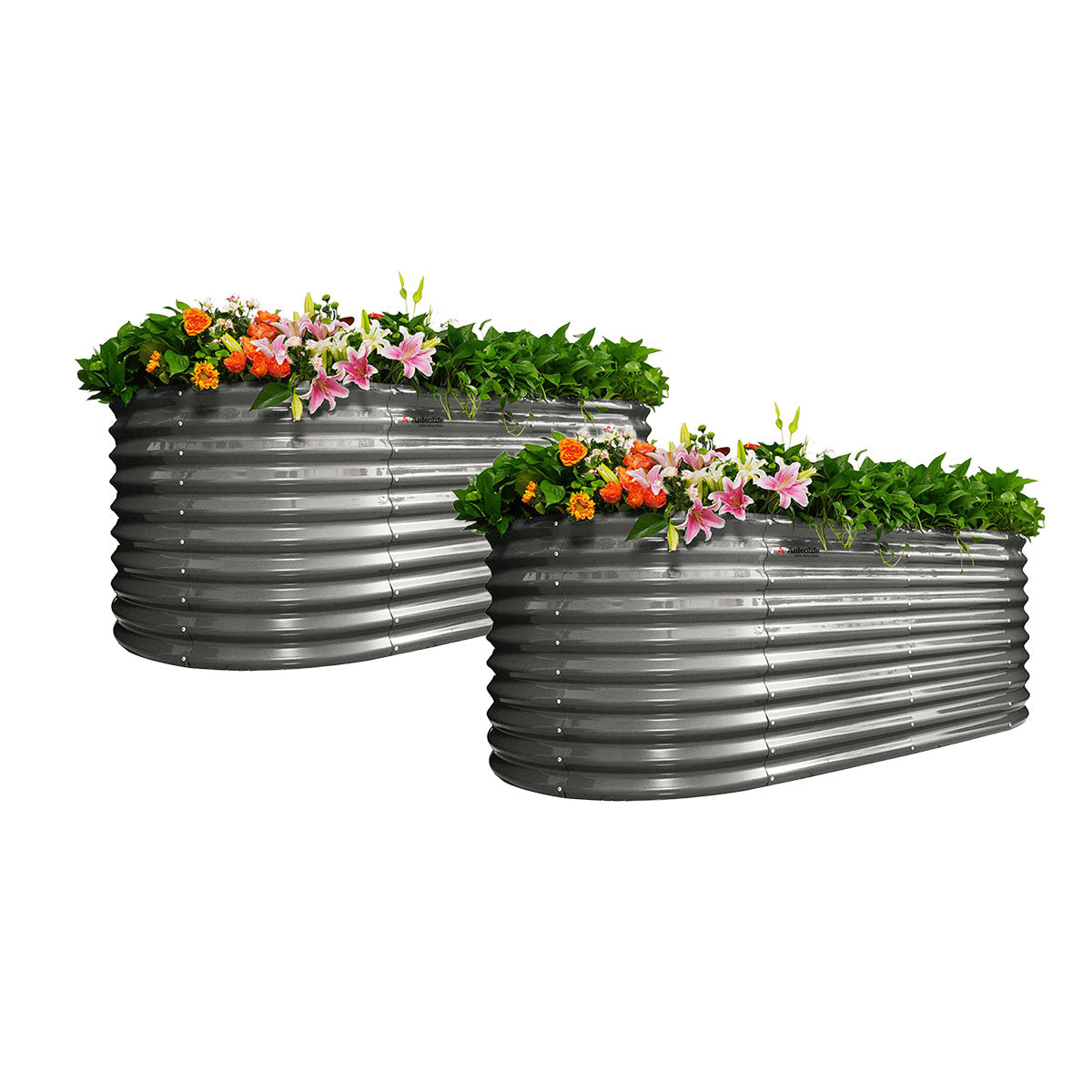 
30'' Tall _8x4ft  Oval Modular Sturdy Metal Raised Garden Bed Set (Quartz Gray)