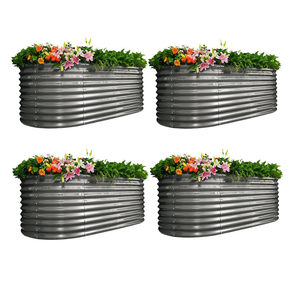 
30'' Tall _8x4ft  Oval Modular Sturdy Metal Raised Garden Bed Set (Quartz Gray)