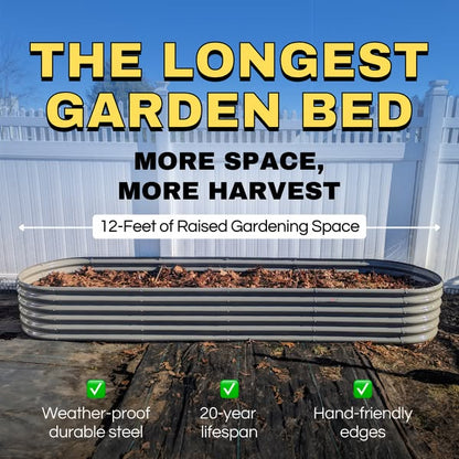 18" Tall Modular Raised Garden Bed Set, 14-Piece White Layout for Customizable Gardening