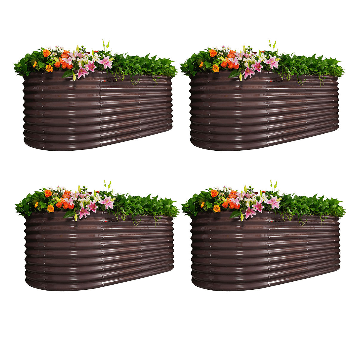 
30'' Tall_8x4ft  Oval Modular Sturdy Metal Raised Garden Bed Set (Chestnut Brown)
