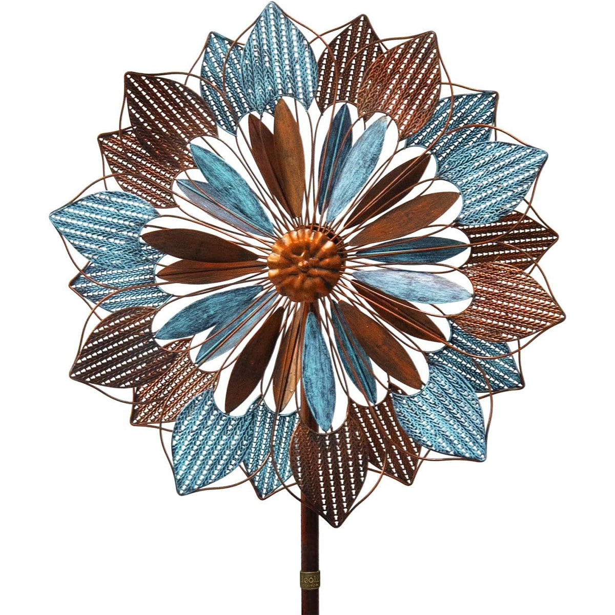 84" / 60" Adjustable Height Outdoor Kinetic Wind Spinner – Large Metal Garden Wind Sculpture (WS05)