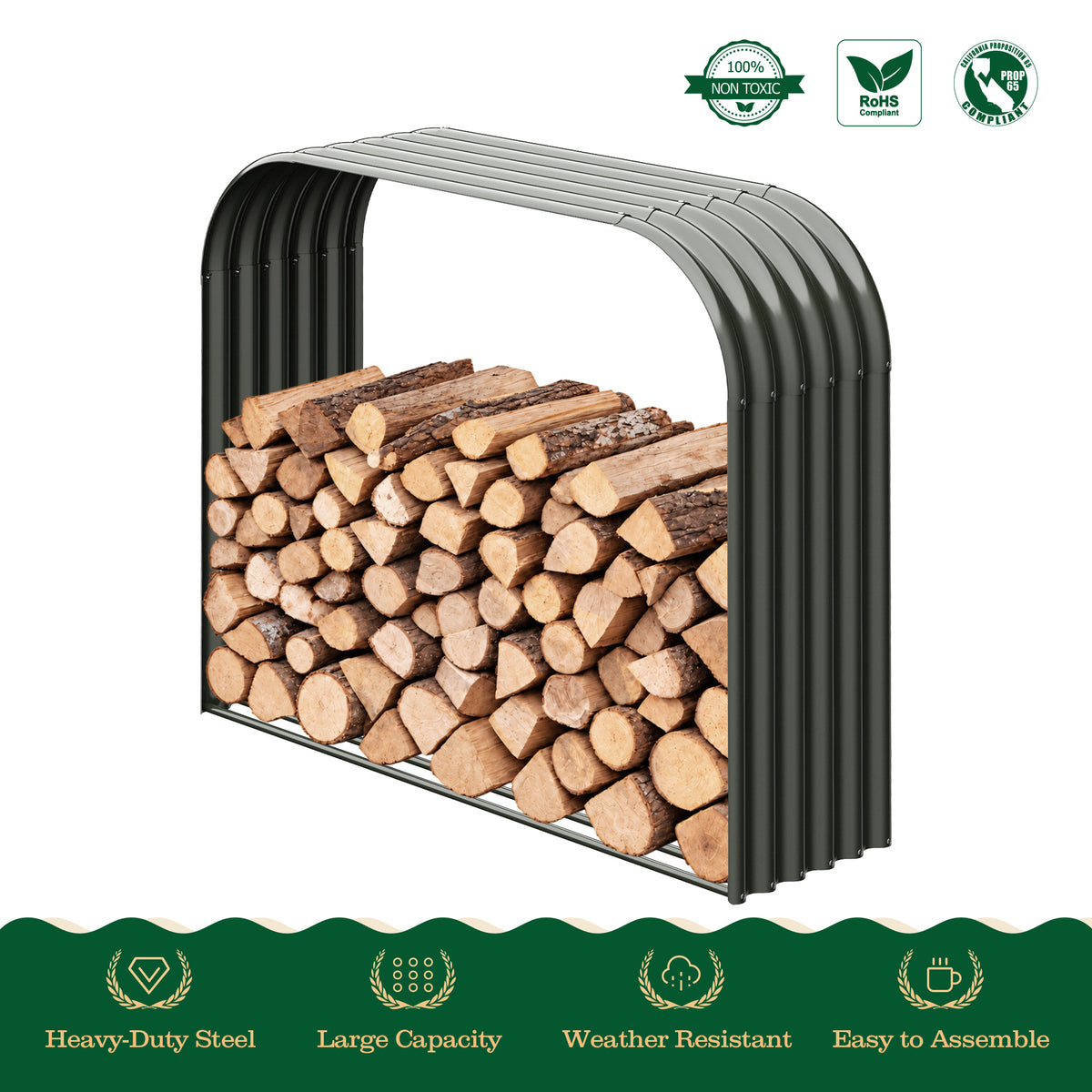 
Set of 4, 29 Cubic Ft Each Firewood Storage Shed, Heavy-Duty Galvanized Steel Log Holder, 59"W x 18"D x 48"H