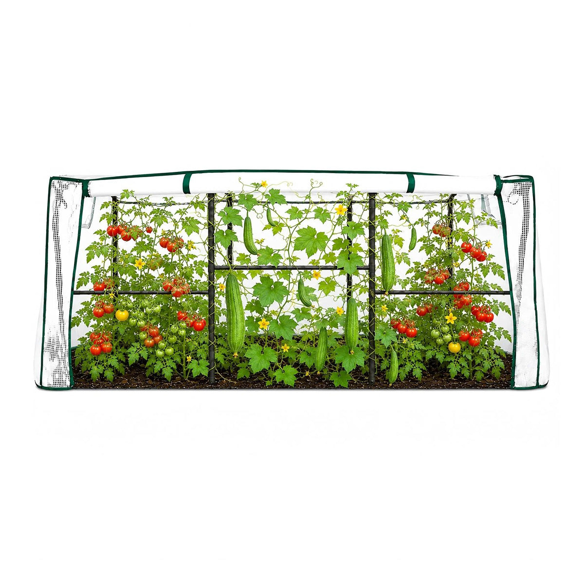 6.0×3.1×2.8 FT Garden Tunnel Trellis with Waterproof PE Net Cover