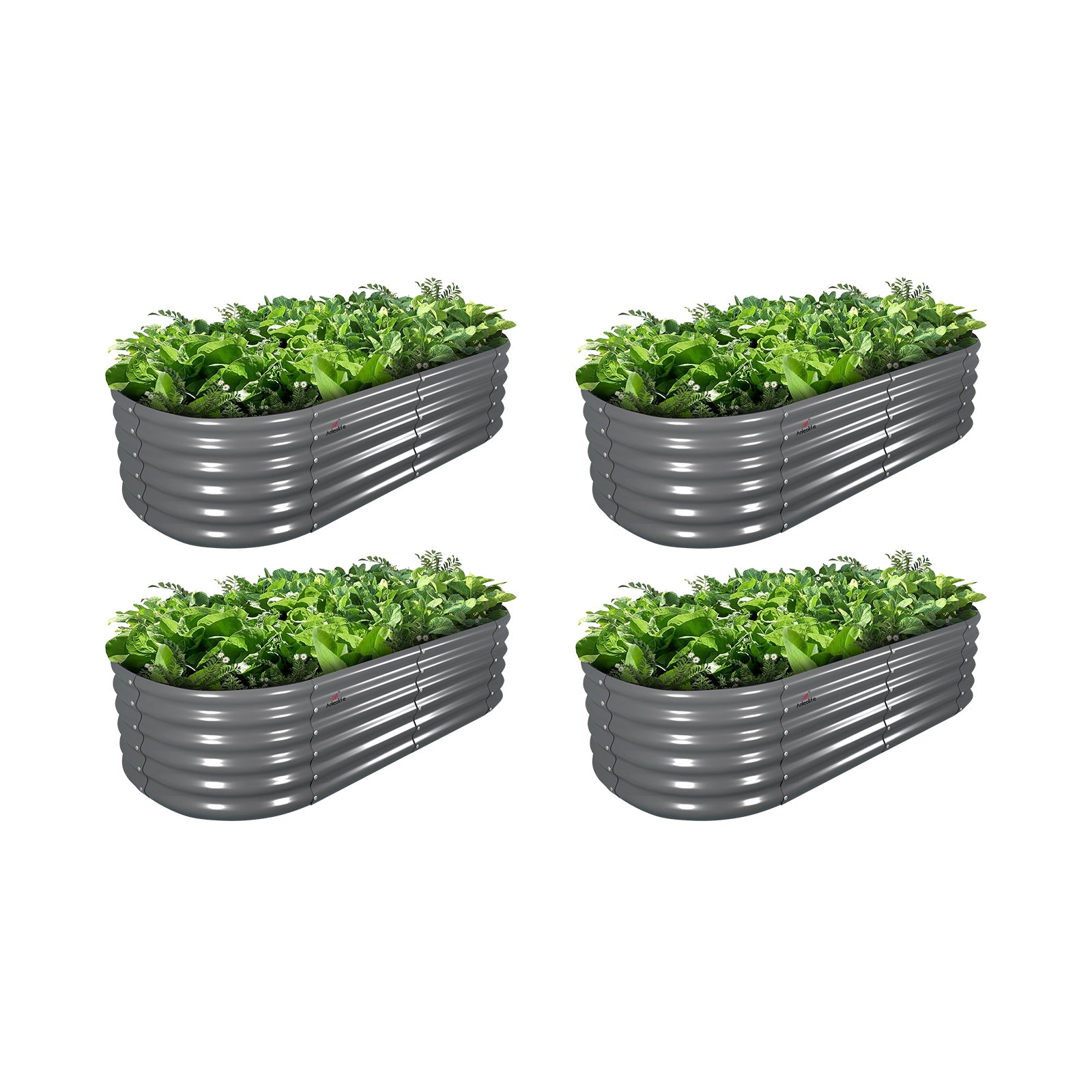 6x2x1.5ft Oval Metal Raised Modular Garden Bed (Quartz Gray/Classic White)