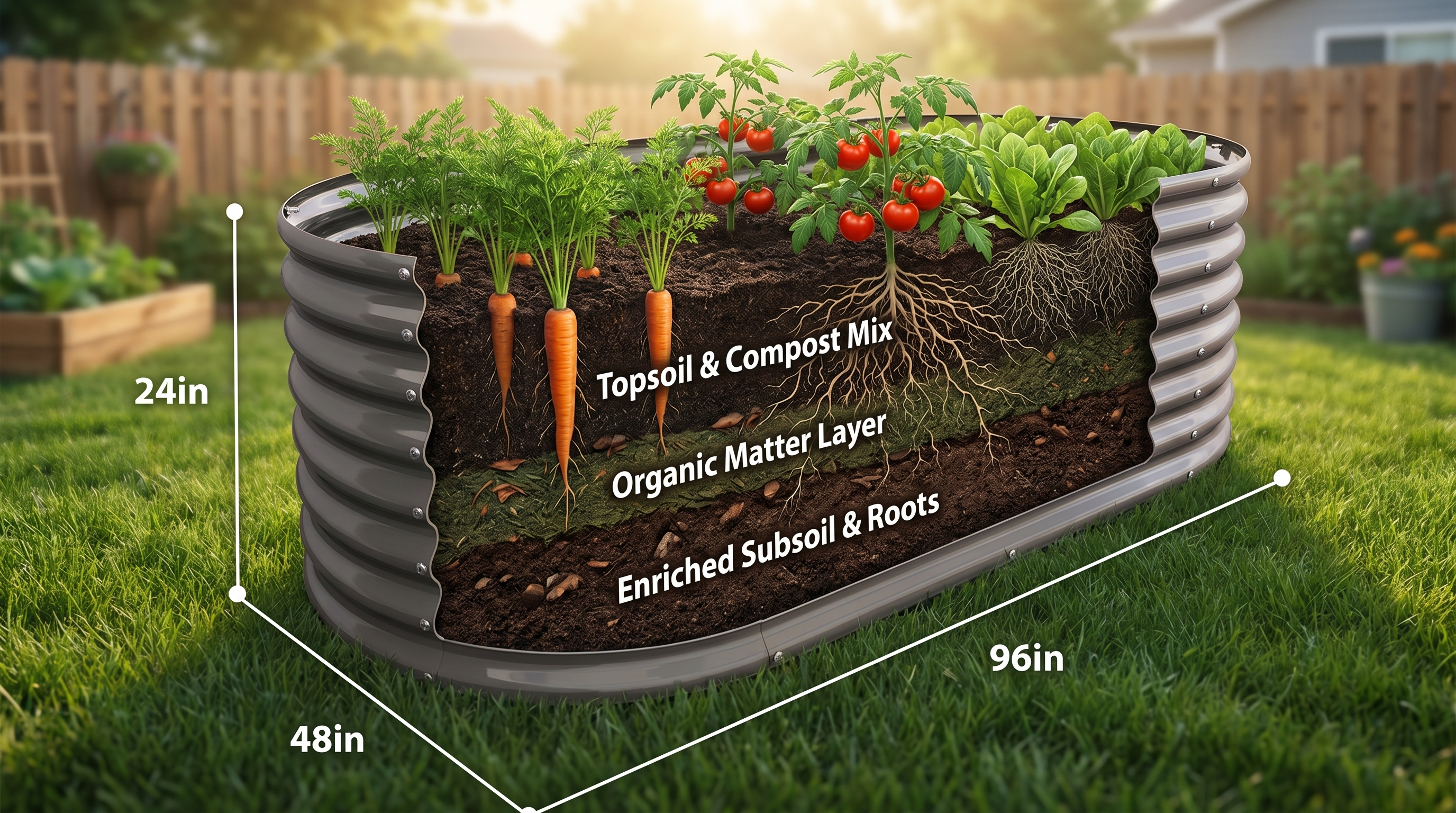 8x4x2ft  Oval Modular Sturdy Metal Raised Garden Bed Set (Quartz Gray)