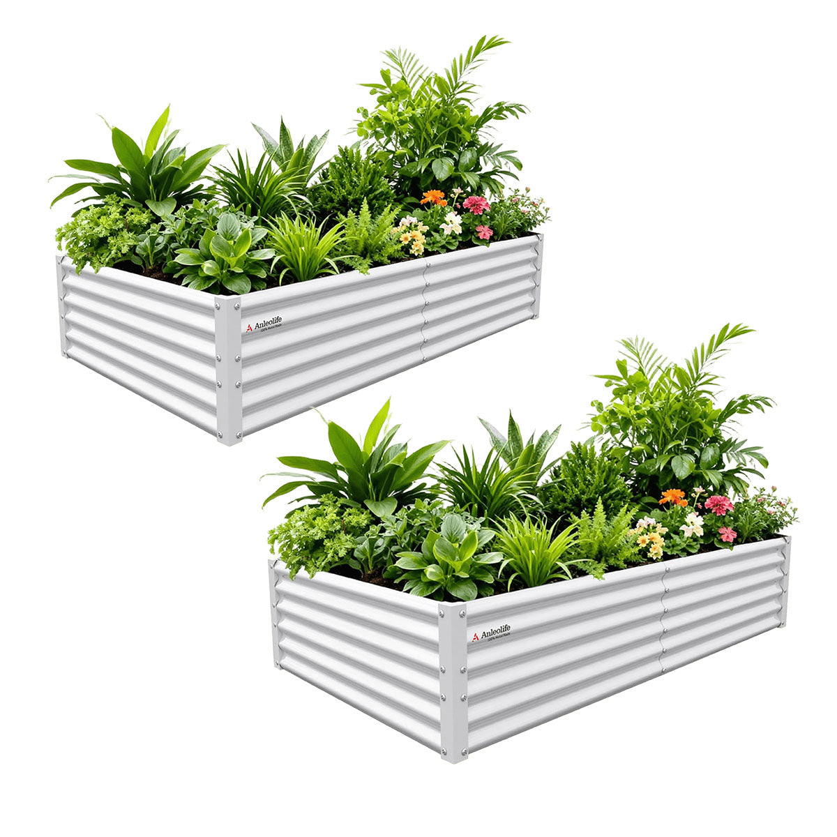 
6x3x1.5ft Rectangular Modular Metal Raised Garden Bed (Antique White)