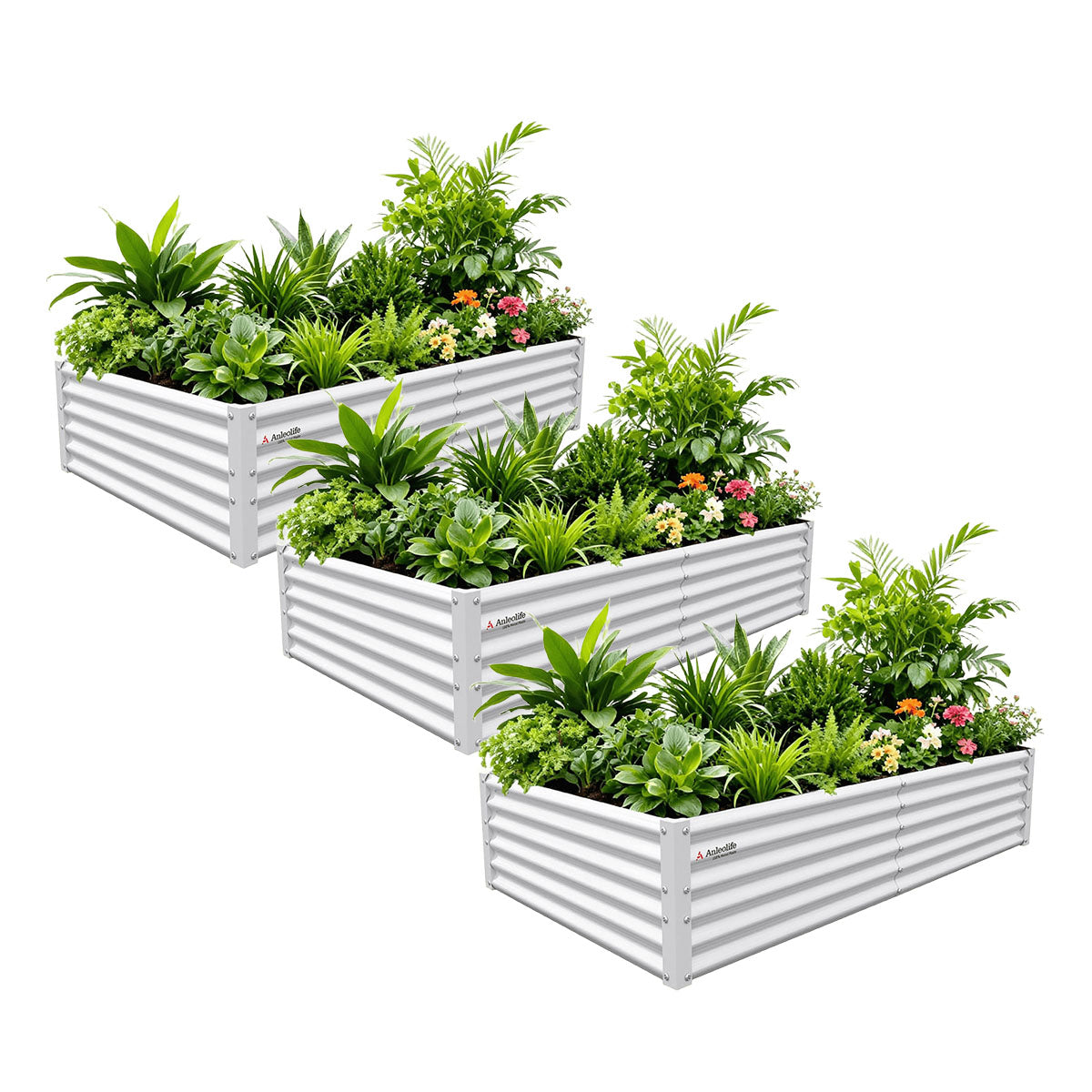 
6x3x1.5ft Rectangular Modular Metal Raised Garden Bed (Antique White)