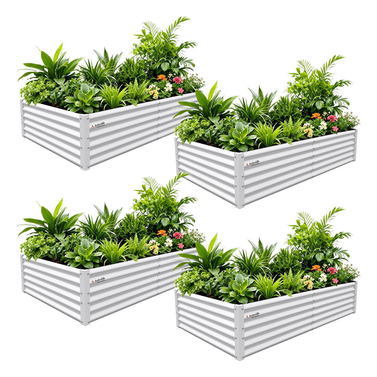
6x3x1.5ft Rectangular Modular Metal Raised Garden Bed (Antique White)
