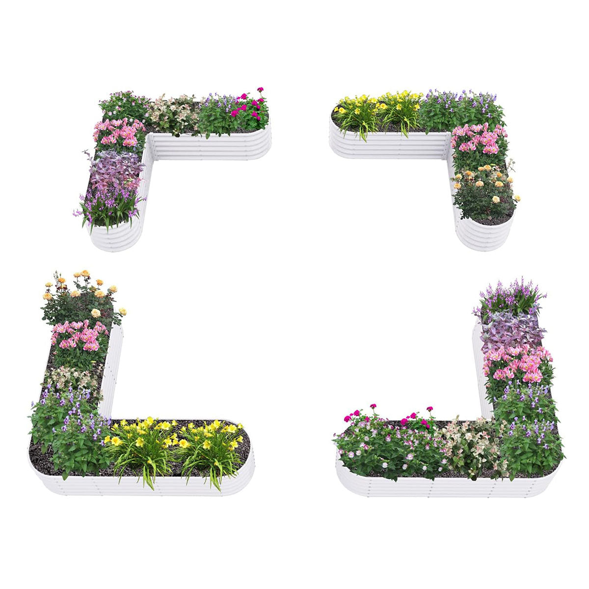 18" Tall Set of 4 Raised Garden Beds, Corner Layout Design