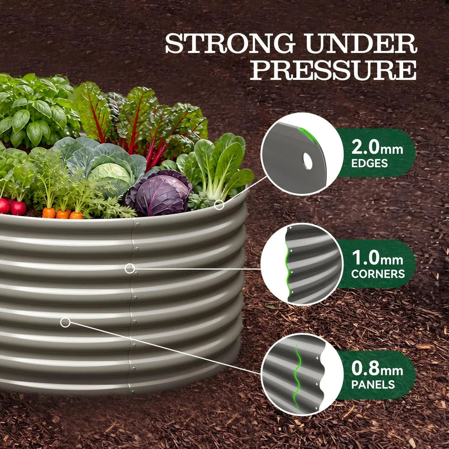 
Set of 8: 8x4x2ft Oval Modular Metal Raised Garden Beds (Quartz Gray/Antique White)