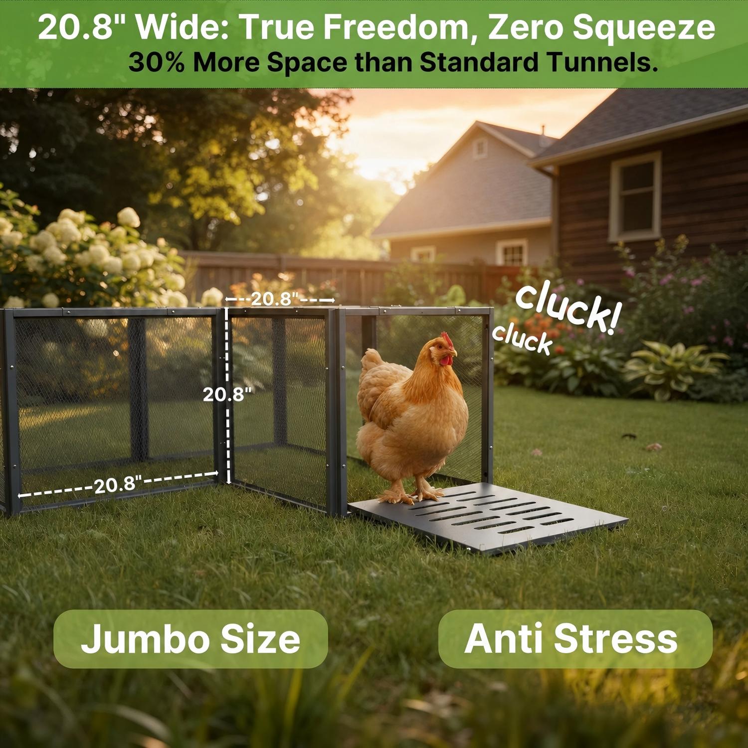 20.8" Chicken Coop Run Extension – Expandable Outdoor Chicken Tunnel