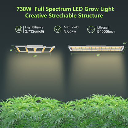 Stretchable LED Grow Light 730W Silver